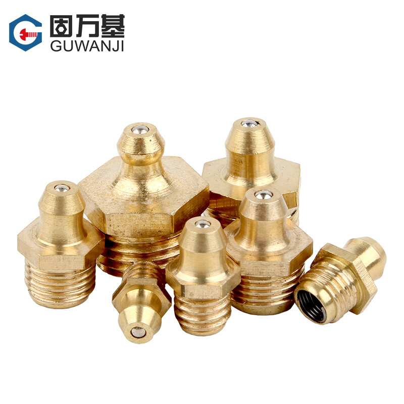 Guwanji butter nozzle copper oil nozzle head oil cup oil nozzle oil gun oil nozzle grease gun head digger copper straight curved oil nozzle M6-M16 medium straight M6*1 10 pcs