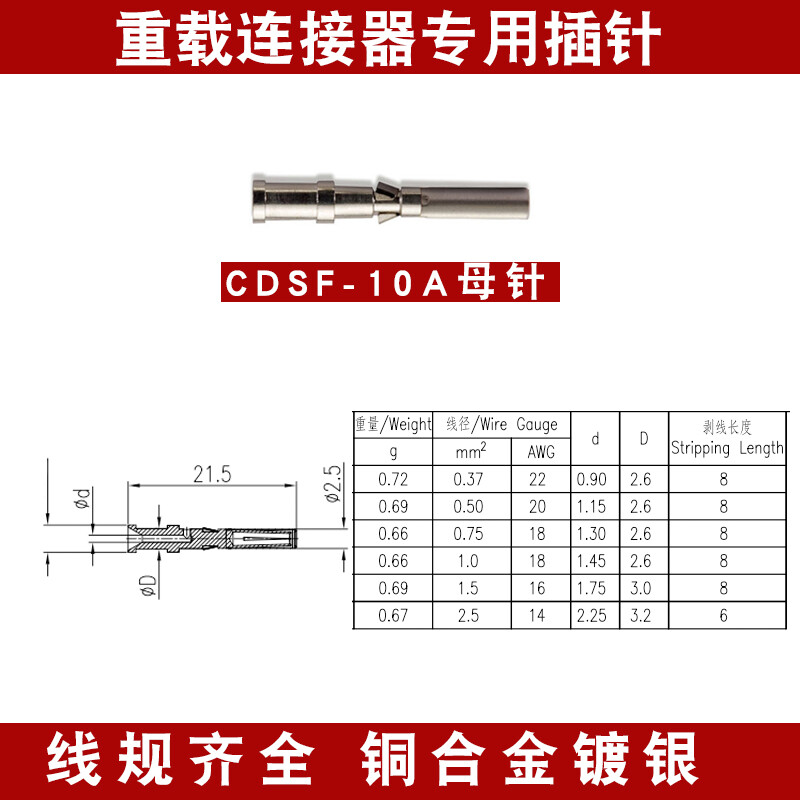 Heavy Duty Connector Cold Pressed Pin Jack Rectangular Connector Aviation Plug CDSM/CDSF/CESM/CESF HD HDD Jack