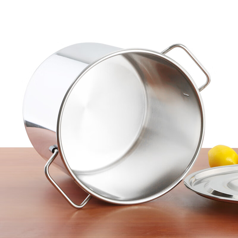 JOBO commercial soup bucket thickened stainless steel bucket with lid 30cm storage bucket oil water rice noodle bucket slant bucket