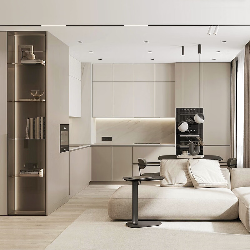 Mexueer customized whole house customization modern simple cream style small apartment overall cabinet customization kitchen kitchen cabinet furniture customization appointment measurement design 1 meter