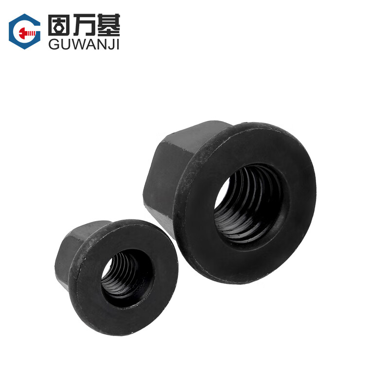 Guwanji grade 4.8/8.8 high strength flange nut hexagonal padded nut thickened pressure plate screw nut M8M10-M30 (grade 10.9) M10 10 pieces black 45# steel