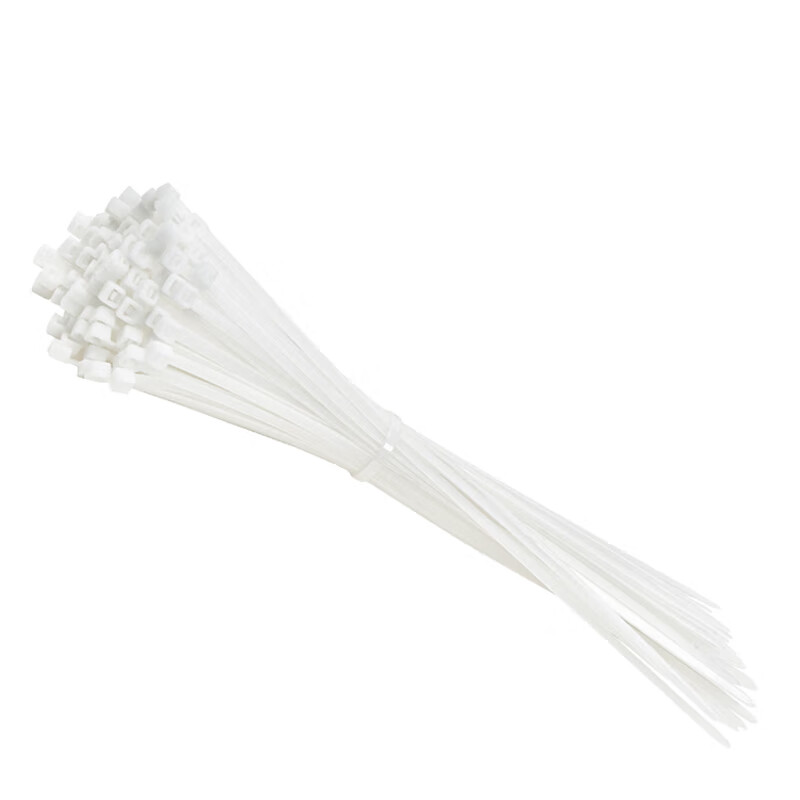 Jiuqiangu self-locking nylon cable ties, cable management belts, host installation, gardening, cable desktop cable management, wire binding straps, 4.8*200mm national standard white, 100 pieces/pack 0380