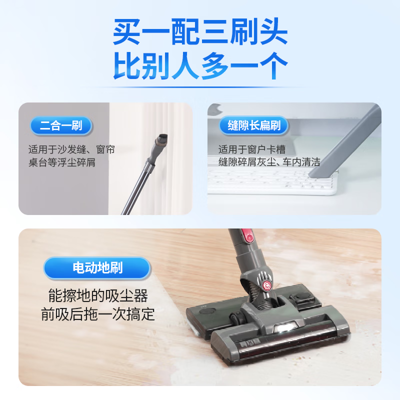 Haier vacuum cleaner household wireless suction and mopping all-in-one machine handheld high-suction car vacuum carpet carpet cat and dog hair suction office vacuum mopping all-in-one multifunctional HZ-G7S top model vacuuming / ultraviolet mite removal / mopping / extra battery