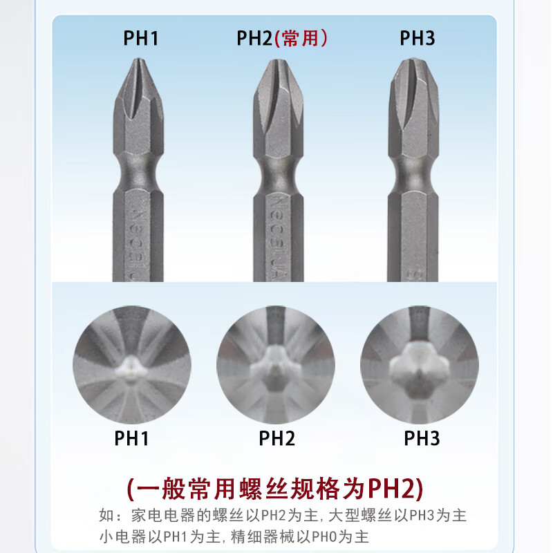 Nigao imported S2 wind bit head strong magnetic cross bit head magnetic coil electric screwdriver bit cross lengthened hard wind bit head universal head domestic S2H1/4*65*PH2DE ten pieces