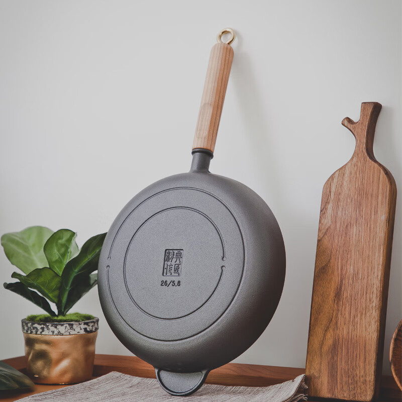 Dianjiang cast iron pan poly-oil frying pan 26cm uncoated thickened cast iron steak frying pan breakfast omelette pancake pan