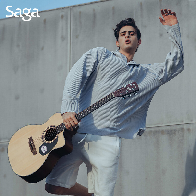 Saga (SAGA) guitar sf600 folk ballad beginner's entry-level male and female Saga acoustic guitar jita Saga musical instrument 41-inch SF600GC wood color GA barrel missing corner