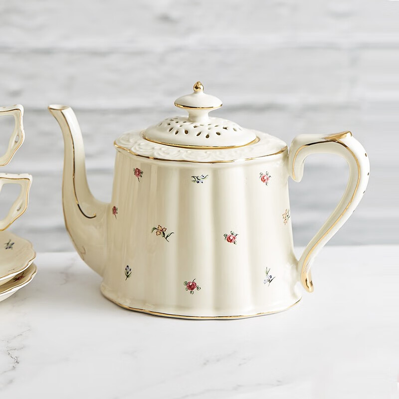 Boyei (BW) European-style ceramic coffee pot, hand brewing kettle, household afternoon tea kettle, light luxury gold-painted milk tea kettle, cold water kettle 850ml