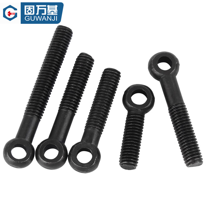 Guwanji Carbon Steel Black Slip Screw Slip Knot Lifting Ring Fish Eye Screw Hole Bolt National Standard Accessories M12*40 (10 pieces)