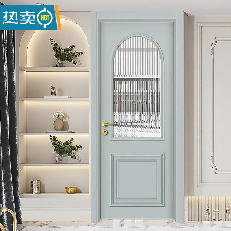 French wooden door, painted bathroom door, indoor door, single door, custom-made modern simple flat door, style five