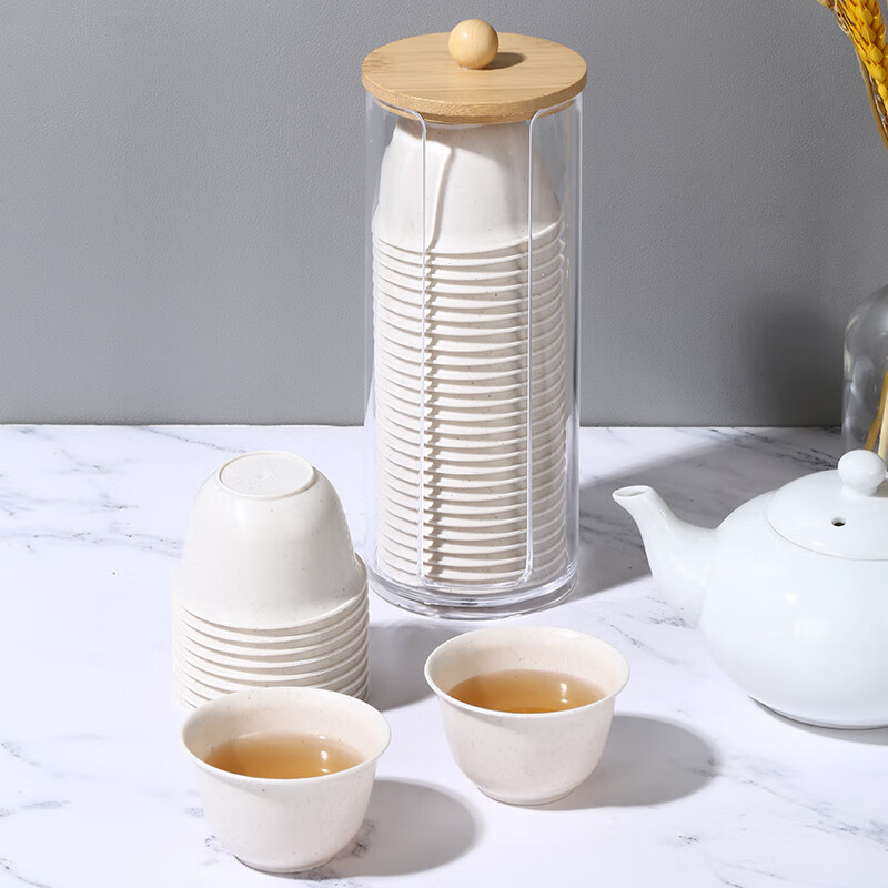 Heat-resistant disposable Kung Fu tea cup with storage cup holder rice husk tea cup tea reception 60ml tea cup high-end high-end storage rack