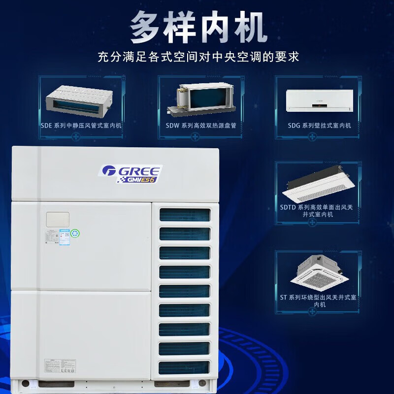 Gree central air conditioner Gree commercial mostly online GMV-280WM GMV-335WM 10 hp 12 hp commercial multi-connected host one-to-multi frequency conversion heating and cooling second-hand sample machine duct-type internal unit air outlet GMV-ND50P/B 2 hp