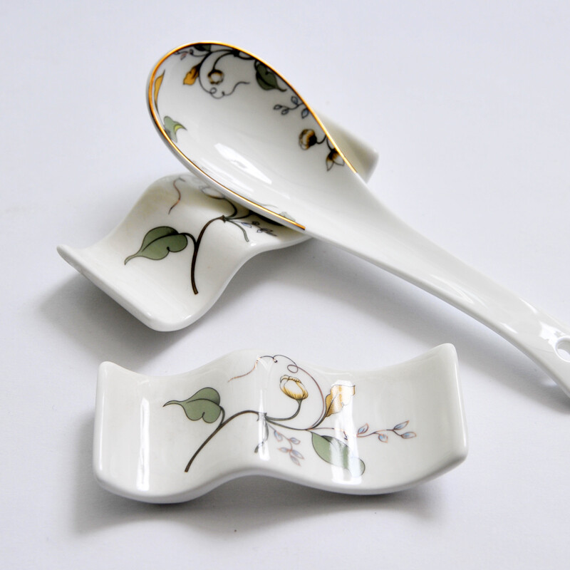 Huige chopstick holder set of 5 chopstick holders ceramic household chopstick holder chopstick pillow chopstick dual-purpose chopstick holder for hotel use B style wavy chopstick holder 5 pieces Champs Elysees