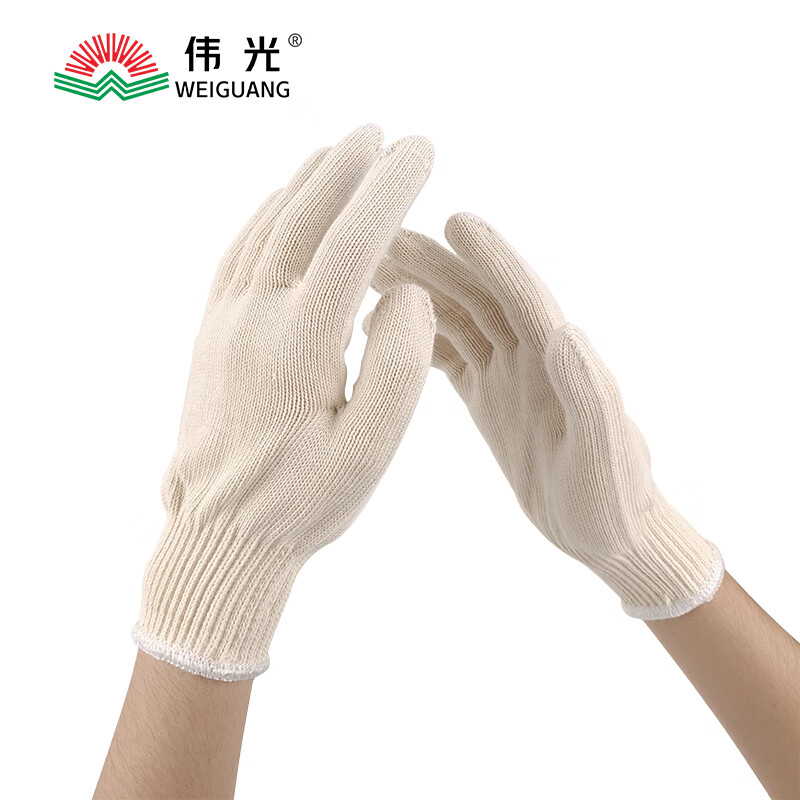 Weiguang 100% cotton labor protection wire gloves 12 pairs/pack Encrypted wear-resistant anti-slip breathable wire gloves construction site workshop industrial labor protection gloves