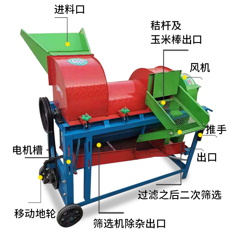 Kezitu multifunctional thresher household small corn husk soybean sorghum rapeseed fully automatic peeling machine peeling millet The whole machine single fan does not include a motor