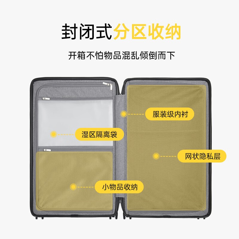 Horizon 8 (LEVEL8) suitcase trolley case, large-capacity check-in box for men and women, wide trolley traveler series suitcase, 28 inches-checked required, yellow and black color matching