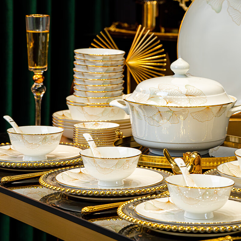 Yunzhihe bowl and dish set household 2025 new high-looking tableware complete set Jingdezhen housewarming gift