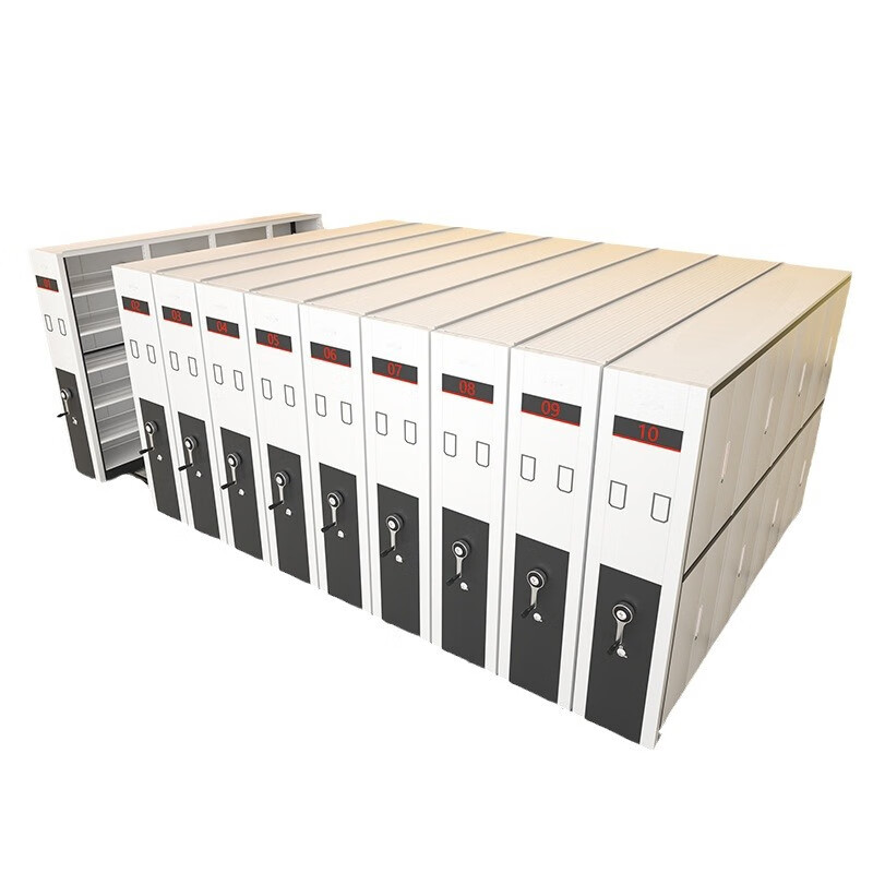 Smart Archives Warehouse RFID Intelligent Compact Rack Electric Compact Cabinet Hand-cranked Mobile File Cabinet Archive Room Positioning RFID Compact Rack Three Groups in One Row 4.01m3/Unit Price per Cubic