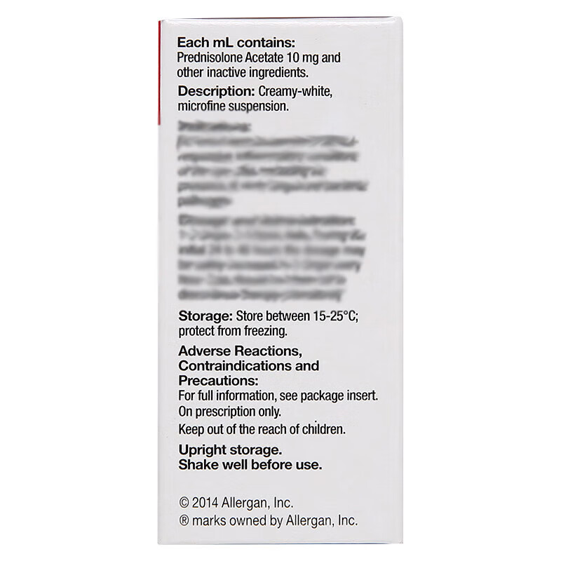 Original imported PRED FORTE Prednisolone Acetate Eye Drops 5ml 50mg/box