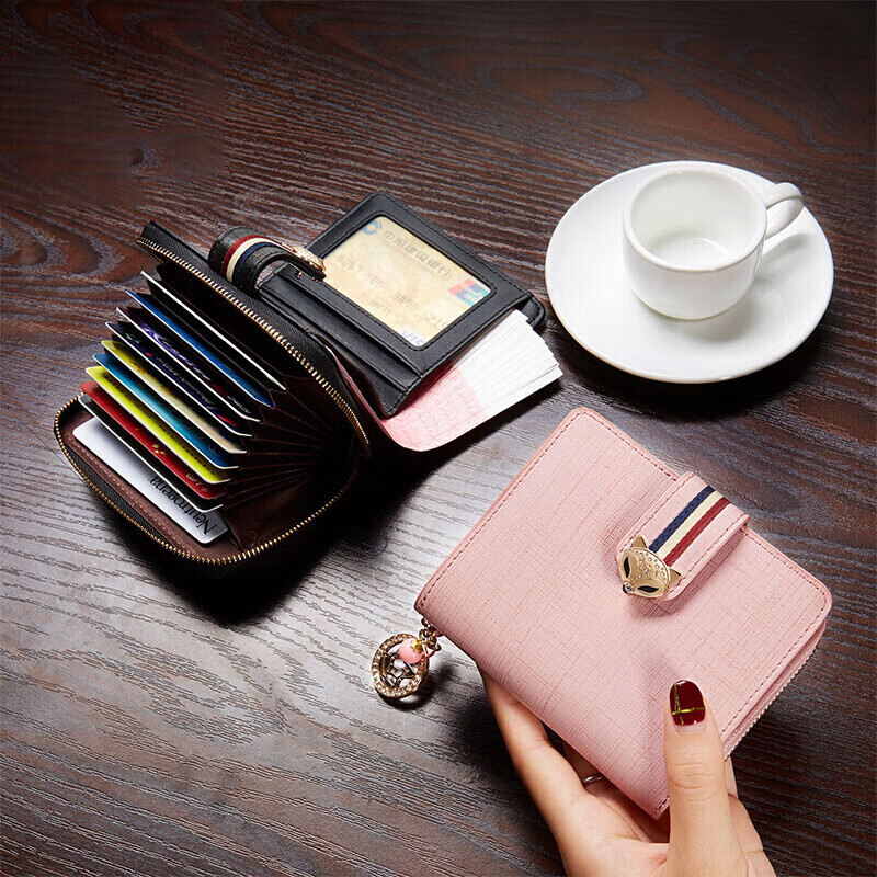 Golden Fox (FOXER) cowhide women's wallet large capacity short card holder money wallet clutch bag coin purse birthday gift for girlfriend