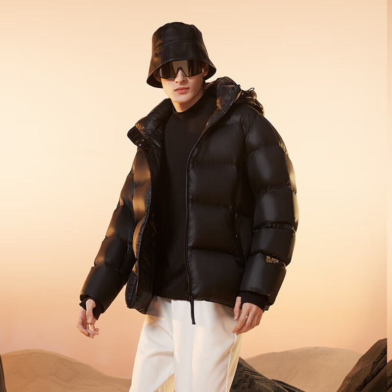 Govan Black Gold Goose Down Jacket Pioneer 2.0 Five-lattice Short Puff Down Jacket Men and Women Same Style Winter Thick Jacket Black 3XL