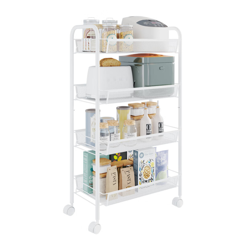 Made in Tokyo, kitchen shelves, floor-standing storage cabinets, spices, side bowls, cabinet storage, vegetable carts, white, 4 layers