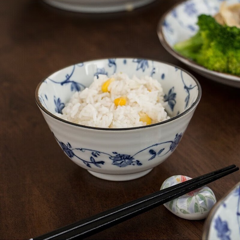 Mino Yaki Japan imported Mino Yaki ceramic bowl rice bowl Japanese tableware imported household porcelain plate large soup bowl 5.5 inch rice bowl 14.0CM*6.7CM