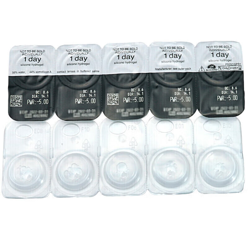 Cooper Optical Oxygen Clear Imported Transparent Contact Lenses Silicone Hydrogel Daily Disposable 30 Pieces 500 Degrees