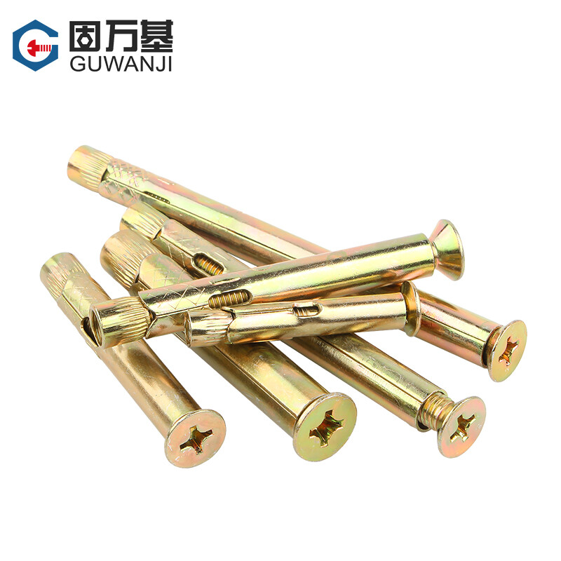 Guwanji color zinc cross countersunk head expansion screw flat head built-in door and window pull-explosion internal expansion bolt implosion screw color zinc material M6*50 10 pieces