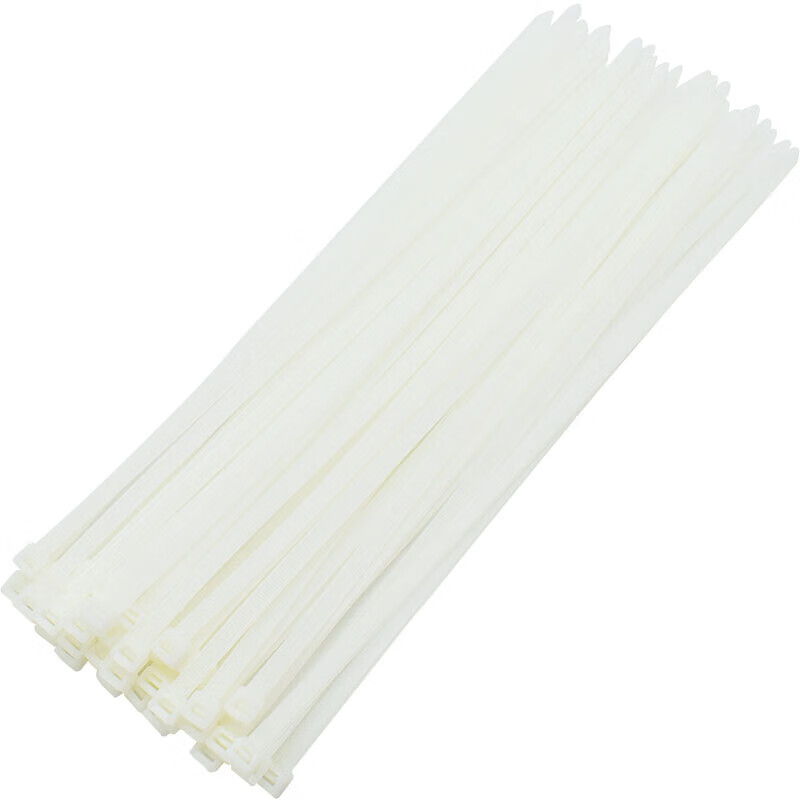 Jiuqiangu self-locking nylon cable ties, cable management belts, host installation, gardening, cable desktop cable management, wire binding straps, 4.8*200mm national standard white, 100 pieces/pack 0380