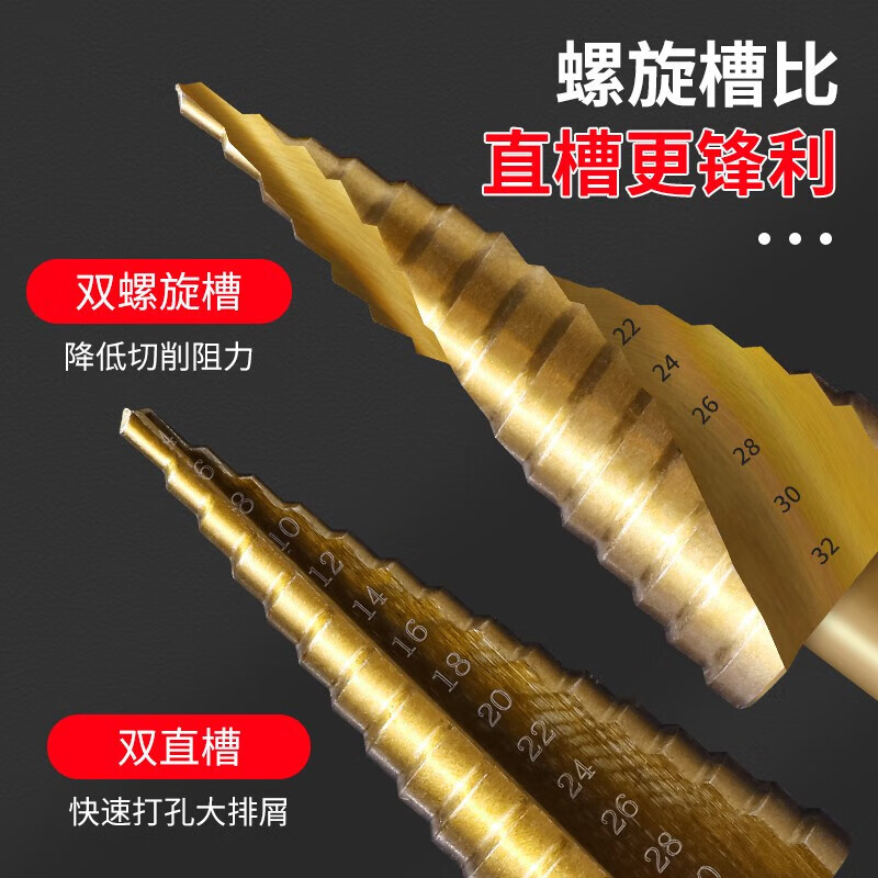 Yanran electric wrench multifunctional step pagoda drill bit hole opener for drilling 15 steps spiral 4-32mm (HSS4241)