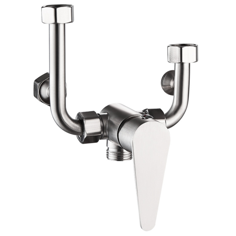 YUANTE 304 stainless steel electric water heater U-shaped mixing valve shower shower set exposed hot and cold water universal water heater mixing valve + booster shower set