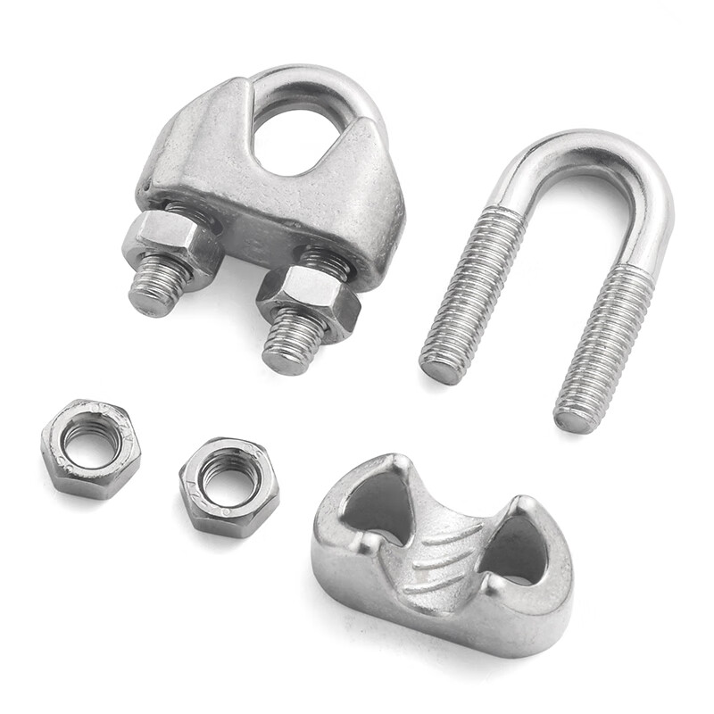 Jinggong (JINGGONG) 304 stainless steel wire rope chuck, wire rope chuck, U-shaped lock buckle, rope tightener, wire clamp 2mm (suitable for 2mm wire rope) (2 pieces)