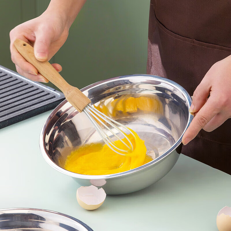 Camellia (CHAHUA) Zhenxiang stainless steel basin thickened flat bottom soup basin kitchen egg beating and basin washing vegetable baking basin 26 cm