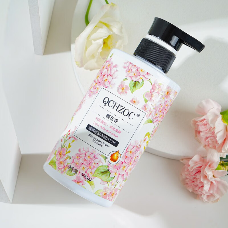 QCHZOC Cherry Blossom Fragrance Plant Extract Healthy Hair Volumizing and Smooth Shampoo and Conditioner Set (500ML Shampoo + 500ML Conditioner)