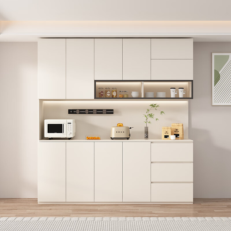 Honghuai tree birch cream style solid wood sideboard against the wall integrated living room wine cabinet multi-functional storage kitchen cabinet customization E type 160 40 240