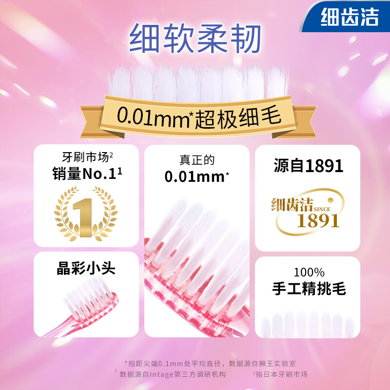 Lion Fine Teeth Cleaner 0.01 Crystal Color Toothbrush 4 soft-bristle compact brush heads, meticulous gum protection, oral care home pack