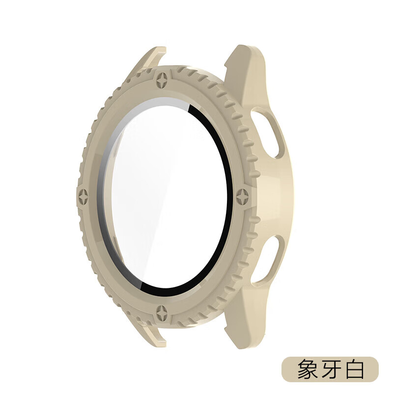 Suitable for Xiaomi watchS3 protective case, new smart watch threaded PC all-inclusive protective case, xiaomi upgraded shell and film integrated anti-fall and anti-collision accessories for men and women, ivory white PC threaded type + tempered all-in-one protective case, suitable for new Xiaomi Watch S3