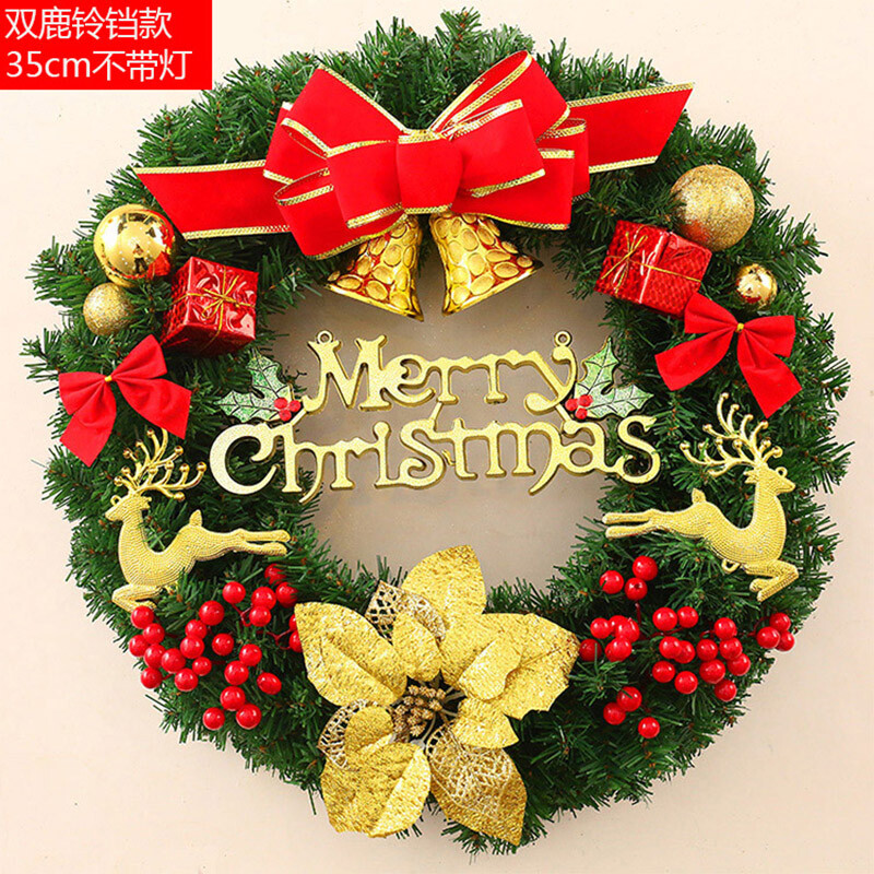 智汇 Christmas Garland Decorations Creative 智汇 Christmas Garland Decorations Creative Supplies Layout Decorative Ornaments Wreath Door Hanging Package Double Deer Bell