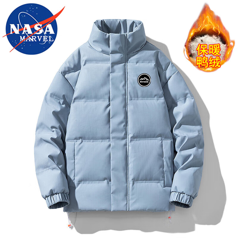 NASA MARVEL down jacket men's winter coat thickened warm bread coat stand collar versatile casual couple wear black 3XL