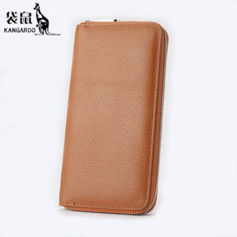 Kangaroo (KANGAROO) 2024 Qixi Women's Genuine Leather Long Wallet First-layer Cowhide Women's Clutch Wallet First-layer Cowhide Burgundy Collection Priority Shipping