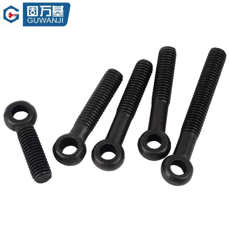 Guwanji Carbon Steel Black Slip Screw Slip Knot Lifting Ring Fish Eye Screw Hole Bolt National Standard Accessories M12*40 (10 pieces)
