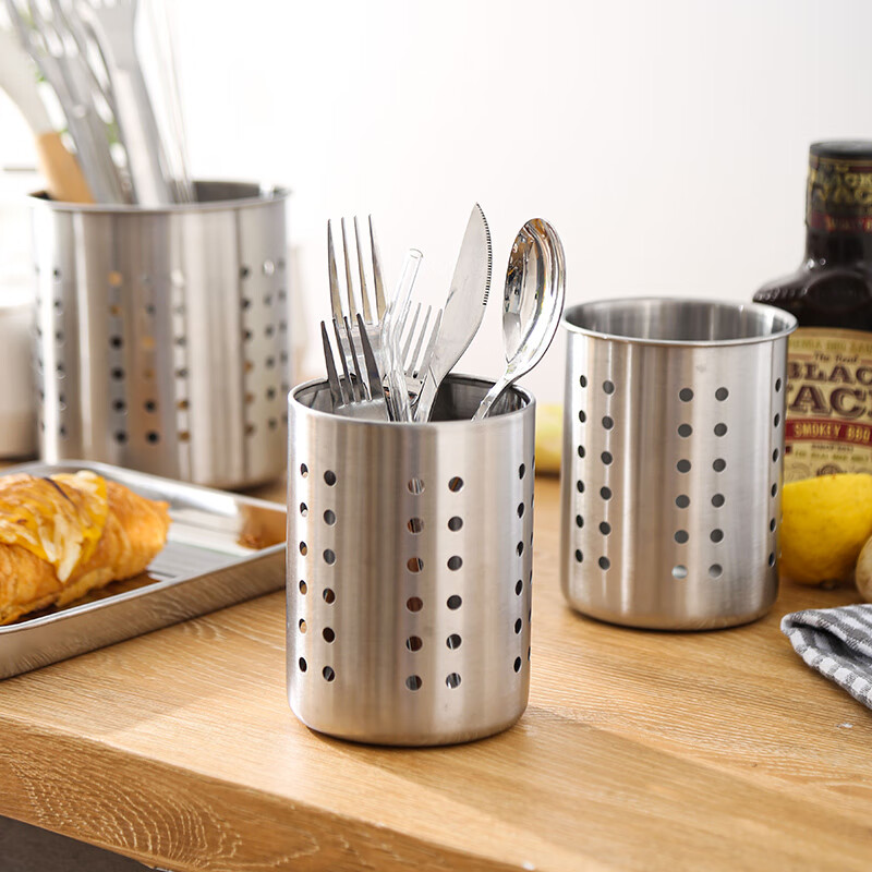 Jianjiayiju stainless steel chopstick barrel draining tableware cage kitchen spoon chopsticks cutlery storage tube storage rack chopstick cage bamboo skewer straw bucket small size