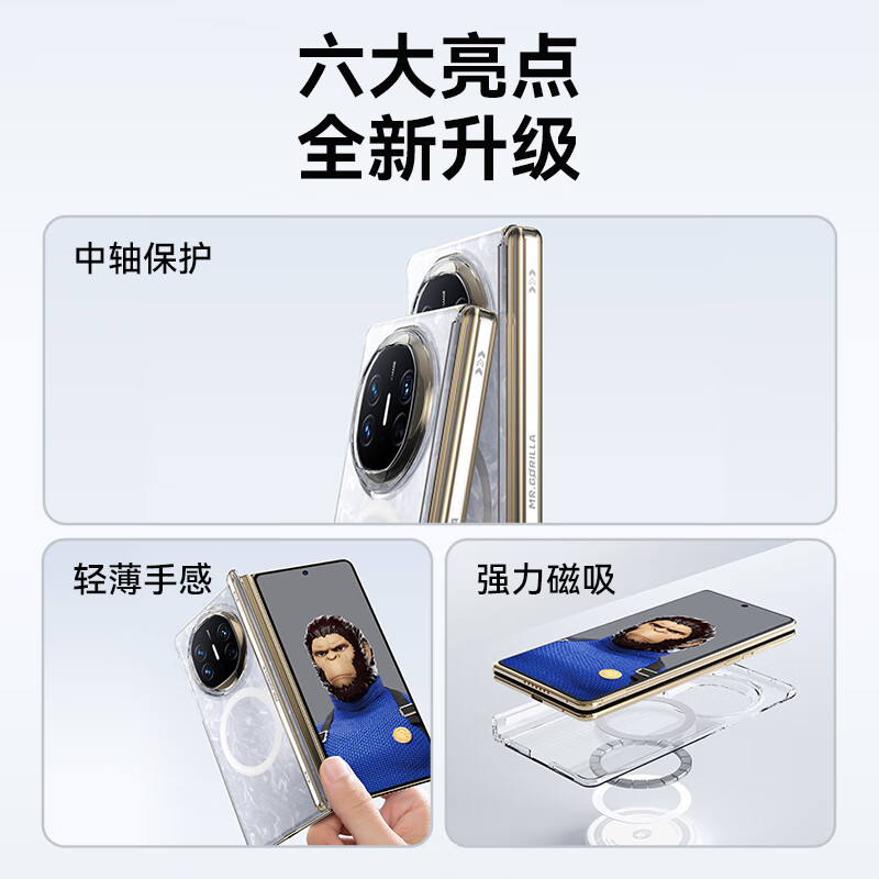 90% new Mr. Blue Ape is suitable for Huawei matex6 mobile phone case, transparent and simple center column protective case, folding screen magnetic anti-fall protective case
