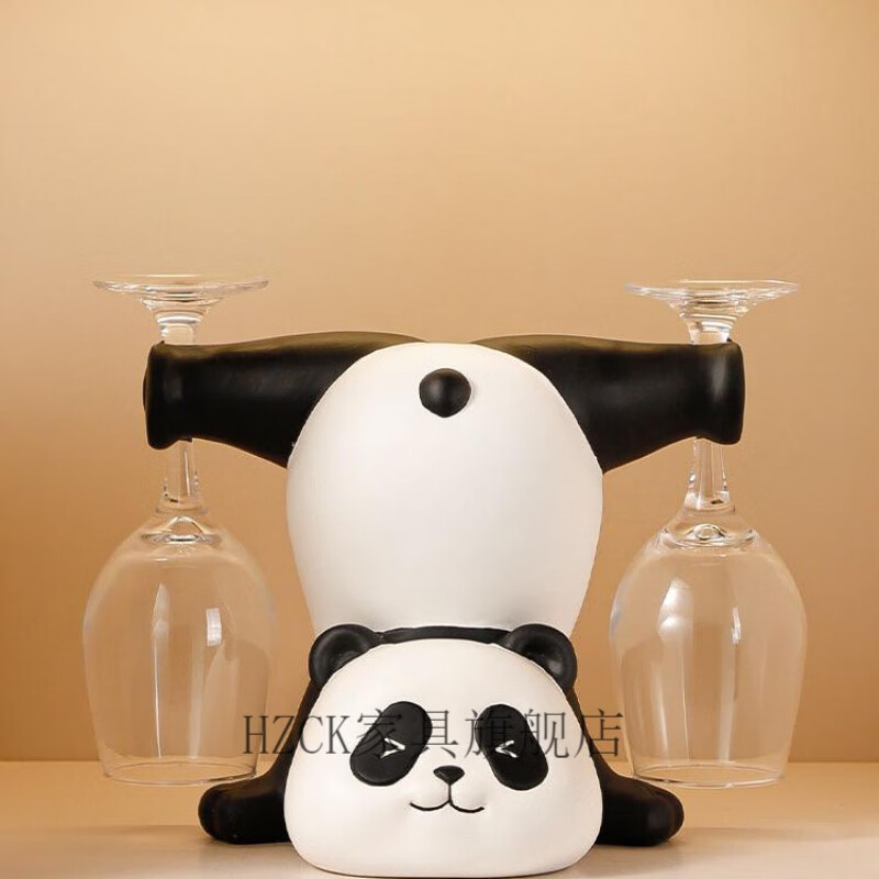 HZCK red wine rack ornaments Panda red wine rack ornaments wine cabinet combination light luxury living room sideboard bookshelf decorative wine cup welfare impulse model Panda red wine rack (open bottle