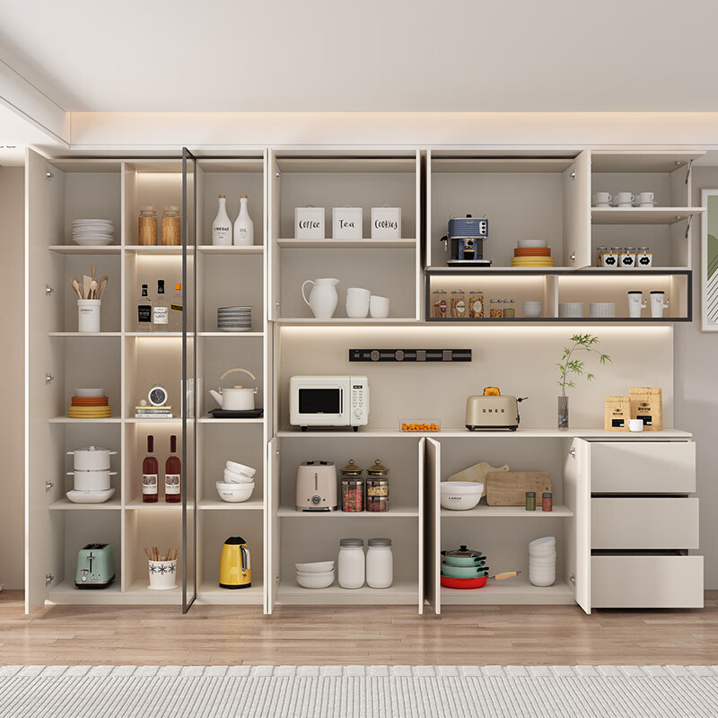 Honghuai tree birch cream style solid wood sideboard against the wall integrated living room wine cabinet multi-functional storage kitchen cabinet customization E type 160 40 240