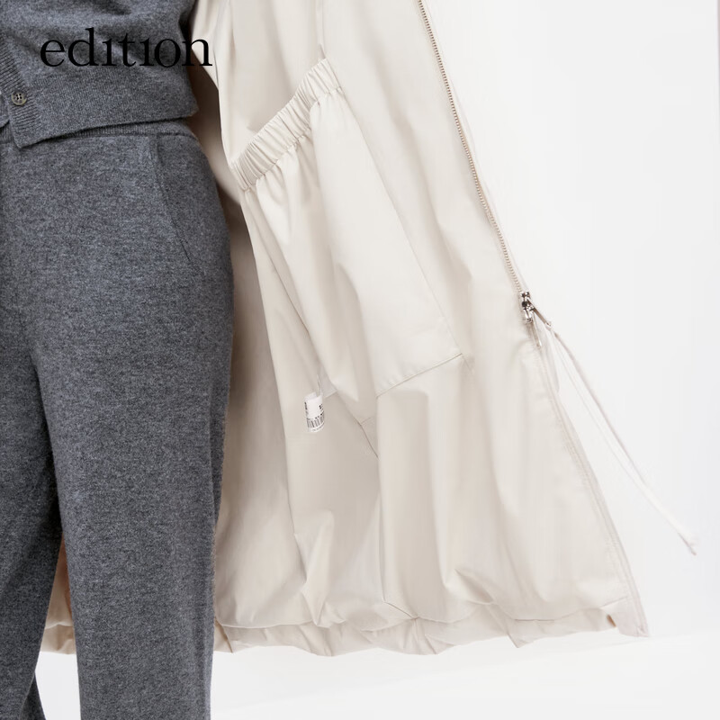Edition down jacket for women autumn new long hooded white goose down silhouette puff down jacket off-white T01 S 160 The size is too large, it is recommended to order one size smaller
