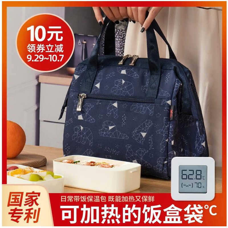 Benski USB heated insulated bag lunch box lunch bag food insulated box breast milk fresh refrigeration aluminum foil thickened insulated bag fresh little moonlight USB heated version