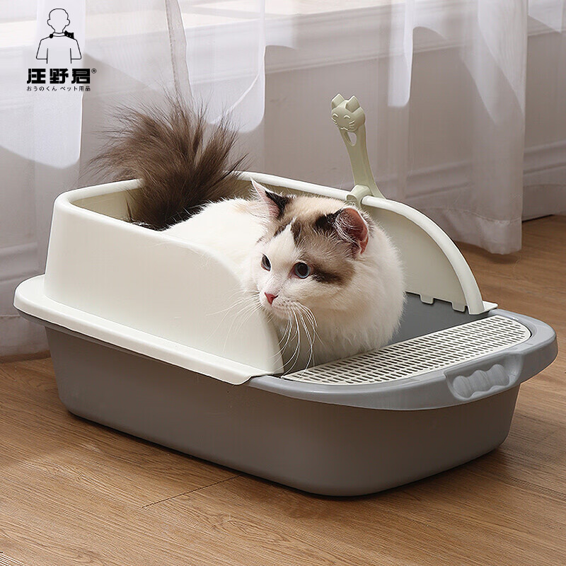 Wang Yejun cat litter box top into semi-enclosed cat toilet to prevent splashing kitten adult cat cat litter box cat litter box with cat litter shovel medium size