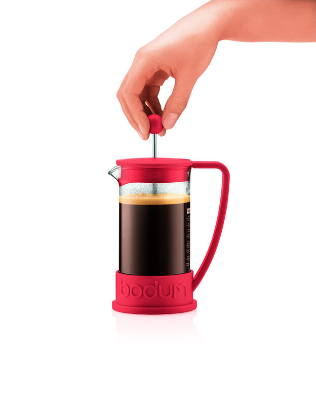 BODUM Brazilian French Press Coffee Maker with Glass Bottle 34 oz Warm Red
