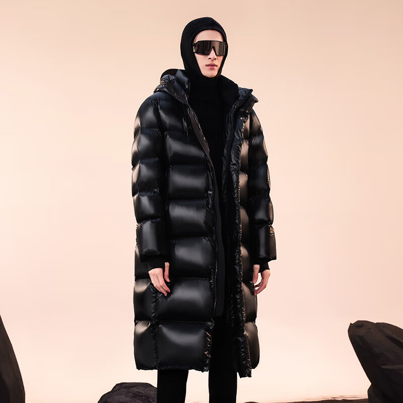 Govan Black Gold Goose Down Jacket Pioneer 3.0 Eight-lattice Men's and Women's Long Winter Fashion Jacket Black S